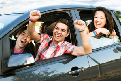 car with teenagers